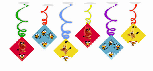 Angry Birds Ceiling Hanging Swirls Decorations Cutout Festive Party Supplies (Pack of 6 swirls and cutout)
