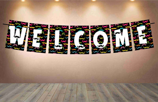 Moustache Welcome Banner for Party Entrance Home Welcoming Birthday Decoration Party Item
