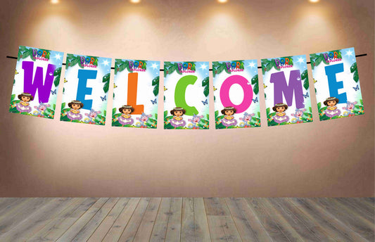 Dora Welcome Banner for Party Entrance Home Welcoming Birthday Decoration Party Item