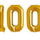 Number 100 Gold Foil Balloon 16 Inches