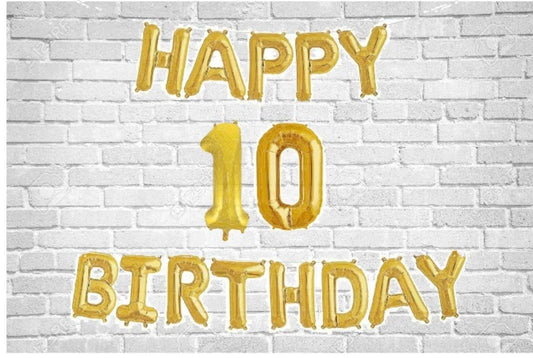 Happy 10th Birthday Foil Balloon Combo Party Decoration for Anniversary Celebration 16 Inches
