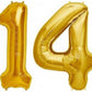 Number 14 Gold Foil Balloon 16 Inches