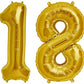 Number 18 Gold Foil Balloon 16 Inches