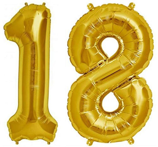 Number 18 Gold Foil Balloon 16 Inches