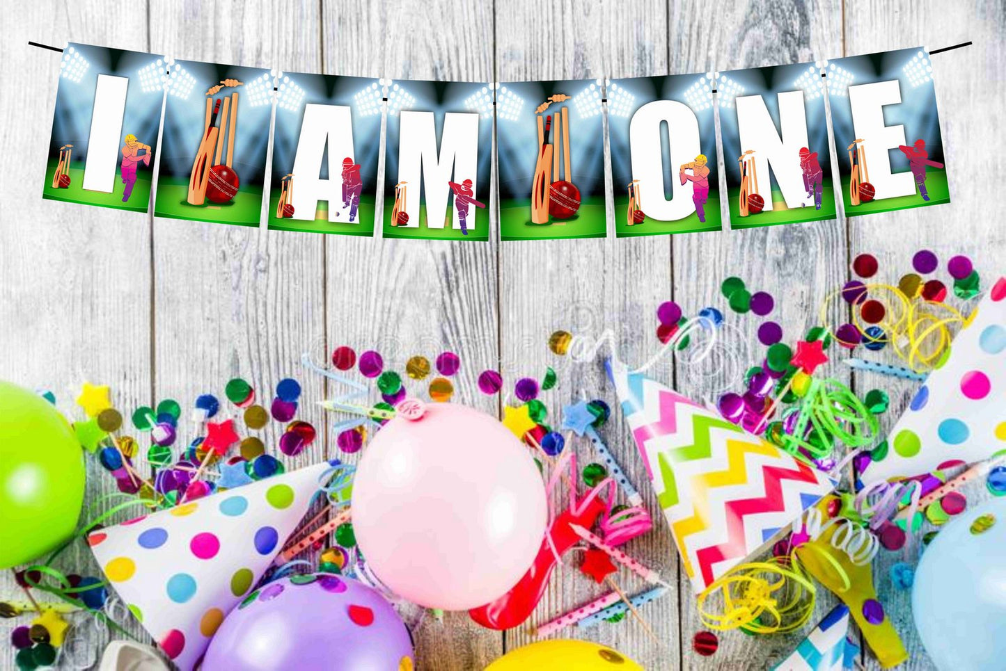 Cricket I Am One 1st Birthday Banner for Photo Shoot Backdrop and Theme Party