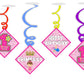 Girl 1st Birthday Ceiling Hanging Swirls Decorations Cutout Festive Party Supplies (Pack of 6 swirls and cutout)