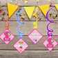 Girl 1st Birthday Ceiling Hanging Swirls Decorations Cutout Festive Party Supplies (Pack of 6 swirls and cutout)