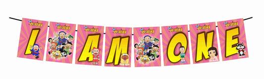Ninja Hattori Theme I Am One 1st Birthday Banner for Photo Shoot Backdrop and Theme Party