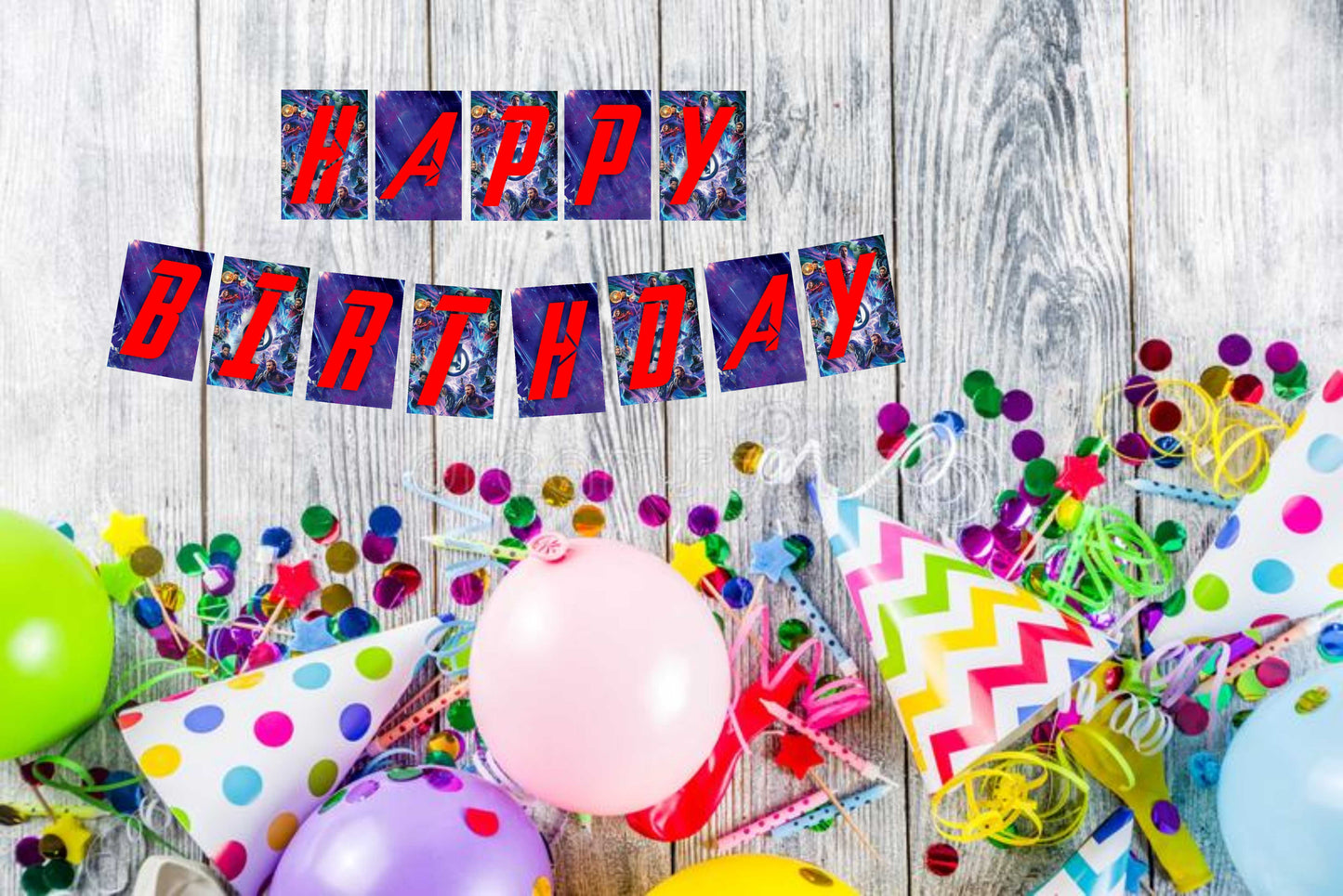 Superhero Theme Happy Birthday Decoration Hanging and Banner for Photo Shoot Backdrop and Theme Party