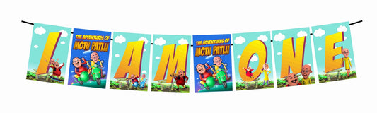 Motu Patlu Theme I Am One 1st Birthday Banner for Photo Shoot Backdrop and Theme Party