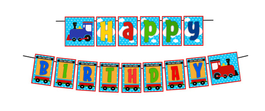 Train Theme Happy Birthday Decoration Hanging and Banner for Photo Shoot Backdrop and Theme Party