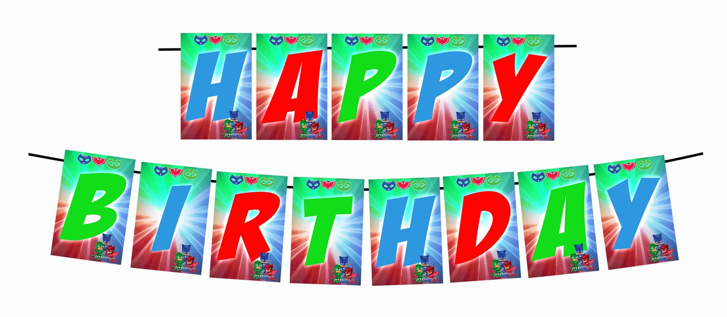 PJ Mask Theme Happy Birthday Decoration Hanging and Banner for Photo Shoot Backdrop and Theme Party