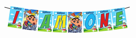 Shinchan Theme I Am One 1st Birthday Banner for Photo Shoot Backdrop and Theme Party