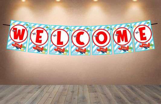 Aeroplane Theme Welcome Banner for Party Entrance Home Welcoming Birthday Decoration Party Item