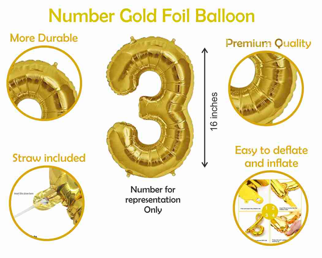Number 64  Gold Foil Balloon and 25 Nos Blue and Silver Color Latex Balloon and Happy Birthday Banner Combo