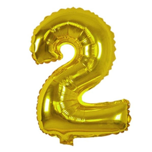 Number 2 Gold Foil Balloon 16 Inches - Balloonistics