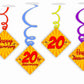 20th Anniversary Ceiling Hanging Swirls Decorations Cutout Festive Party Supplies (Pack of 6 swirls and cutout)
