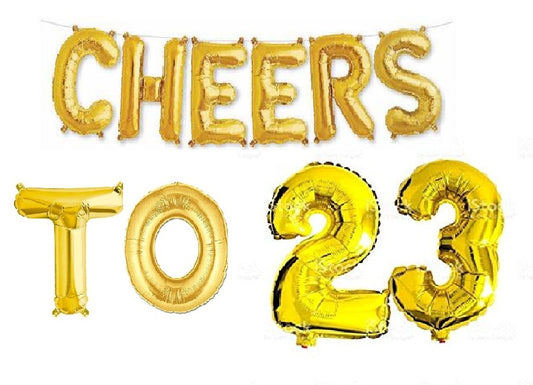 Cheers to 23 Birthday Foil Balloon Combo Party Decoration for Anniversary Celebration 16 Inches