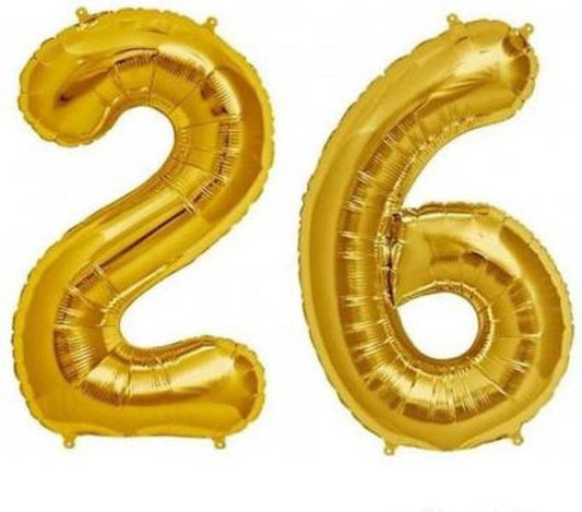 Number 26 Gold Foil Balloon 16 Inches