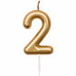 Number 2 Gold Birthday Candle – Gold Number Candle on Stick – Elegant Number Candles for Birthday Anniversary Wedding Party Pack of 1