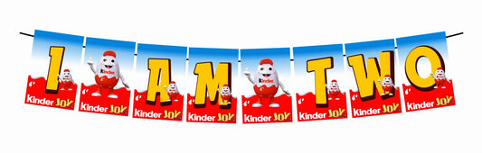 KinderJoy I Am Two 2nd Birthday Banner for Photo Shoot Backdrop and Theme Party