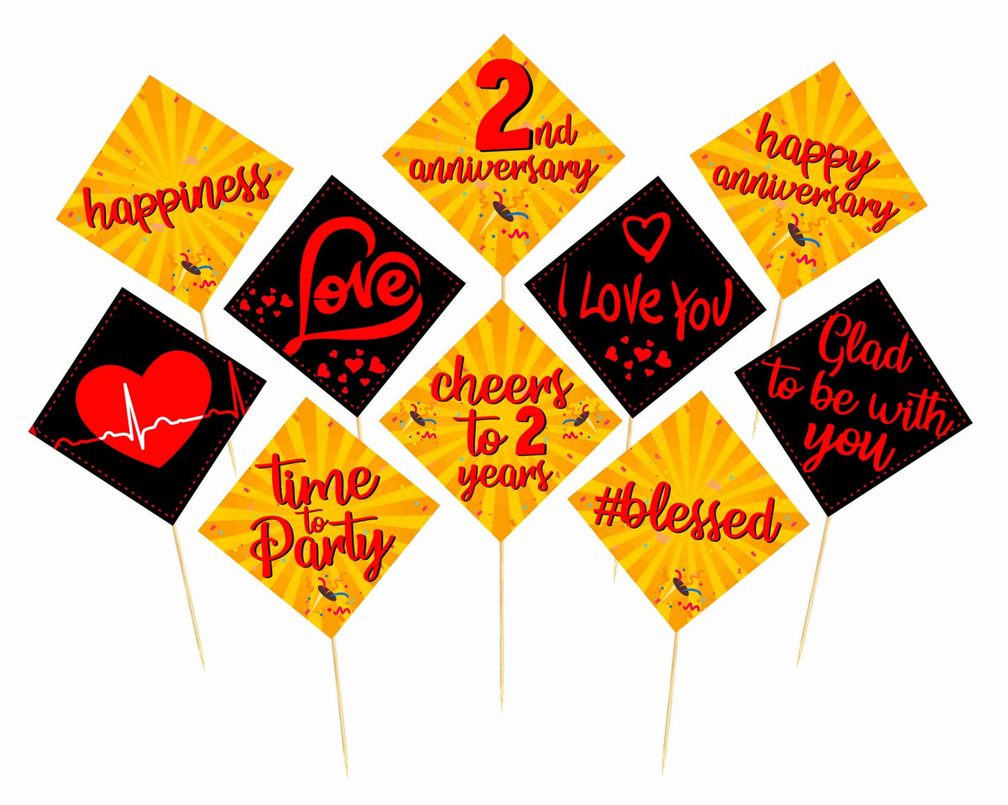 2nd Anniversary Theme Props Anniversary Decoration Backdrop Photo Shoot, Photo Booth Party Item for Adults and Kids