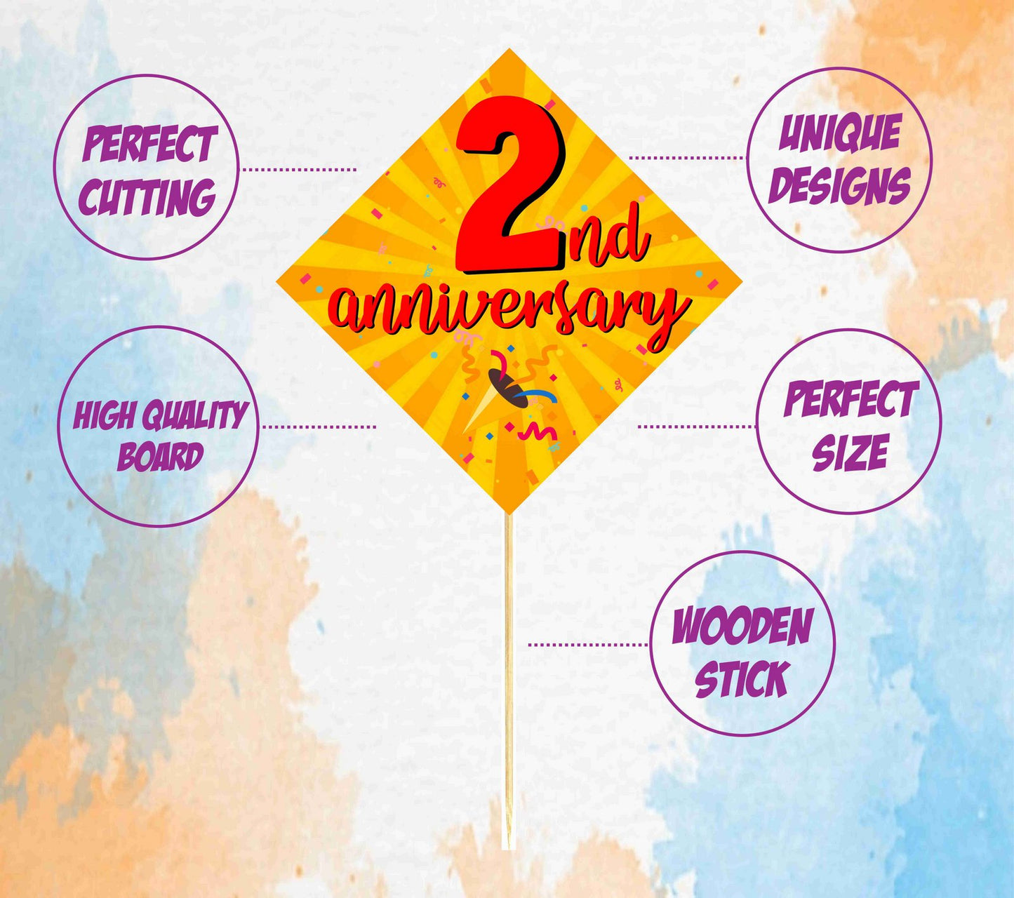 2nd Anniversary Theme Props Anniversary Decoration Backdrop Photo Shoot, Photo Booth Party Item for Adults and Kids
