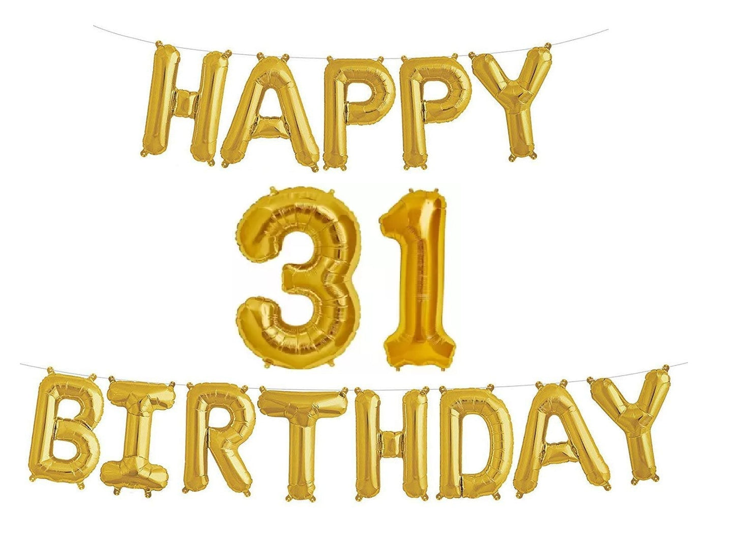 Happy 31th Birthday Foil Balloon Combo Party Decoration for Anniversary Celebration 16 Inches