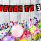 Cheers to 33 Birthday Banner for Photo Shoot Backdrop and Theme Party