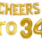 Cheers to 34 Birthday Foil Balloon Combo Party Decoration for Anniversary Celebration 16 Inches