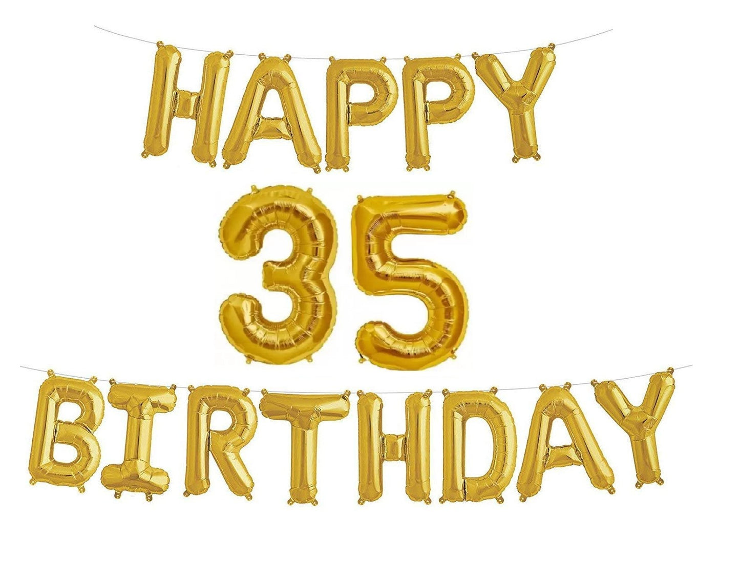 Happy 35th Birthday Foil Balloon Combo Party Decoration for Anniversary Celebration 16 Inches