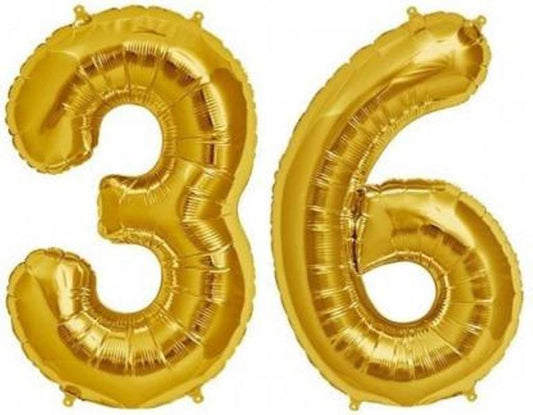 Number 36 Gold Foil Balloon 16 Inches