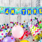 Baby Shark Theme I Am Three 3rd Birthday Banner for Photo Shoot Backdrop and Theme Party