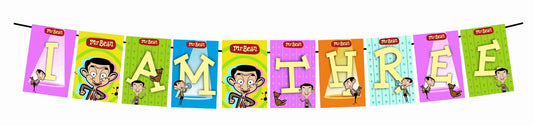 Mr Bean Theme I Am Three 3rd Birthday Banner for Photo Shoot Backdrop and Theme Party