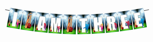 Cricket I Am Three 3rd Birthday Banner for Photo Shoot Backdrop and Theme Party