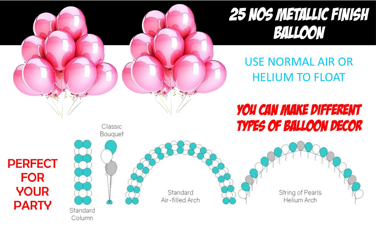 Number  15 Gold Foil Balloon and 25 Nos Pink Color Latex Balloon and Happy Birthday Banner Combo