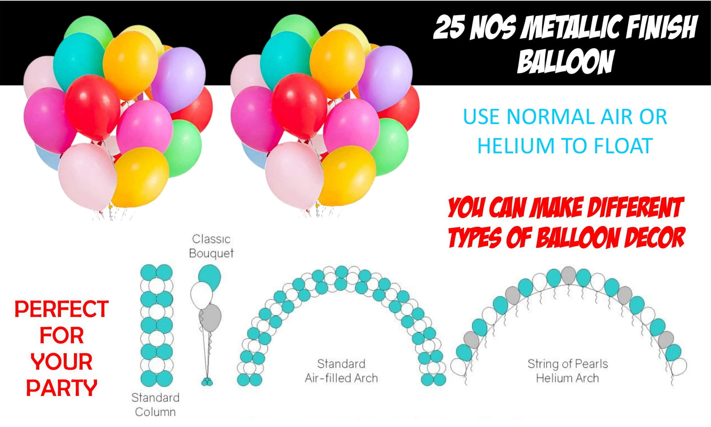 Number 42   Gold Foil Balloon and 25 Nos Multicolor Color Latex Balloon and Happy Birthday Banner Combo