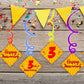 3rd Anniversary Ceiling Hanging Swirls Decorations Cutout Festive Party Supplies (Pack of 6 swirls and cutout)