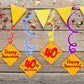 40th Anniversary Ceiling Hanging Swirls Decorations Cutout Festive Party Supplies (Pack of 6 swirls and cutout)