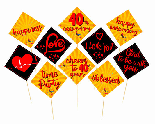 40th  Anniversary Theme Props Anniversary Decoration Backdrop Photo Shoot, Photo Booth Party Item