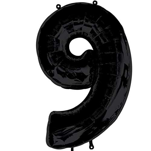 Number 9 Black Foil Balloon 16 Inches
