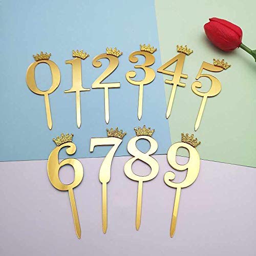 Number 2 Golden Acrylic Shiny Cake Topper | for Wedding Anniversary Bridal Shower Bachelorette Party or Theme Parties | Birthday Cake Supplies Decorations