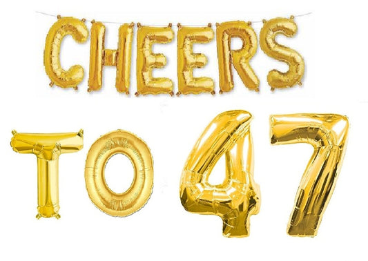 Cheers to 47 Birthday Foil Balloon Combo Party Decoration for Anniversary Celebration 16 Inches