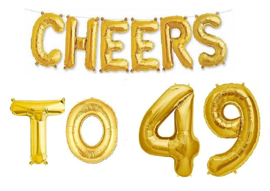 Cheers to 49 Birthday Foil Balloon Combo Party Decoration for Anniversary Celebration 16 Inches