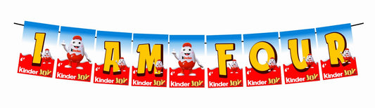 KinderJoy I Am Four 4th Birthday Banner for Photo Shoot Backdrop and Theme Party