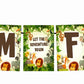 Jungle Theme I Am Four 4th Birthday Banner for Photo Shoot Backdrop and Theme Party