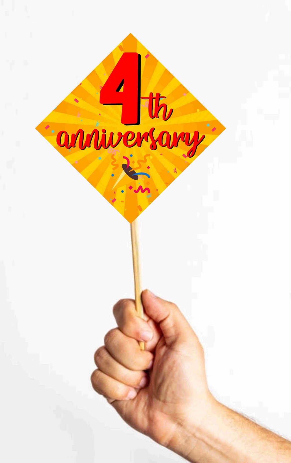 4th  Anniversary Theme Props Anniversary Decoration Backdrop Photo Shoot, Photo Booth Party Item for Adults and Kids