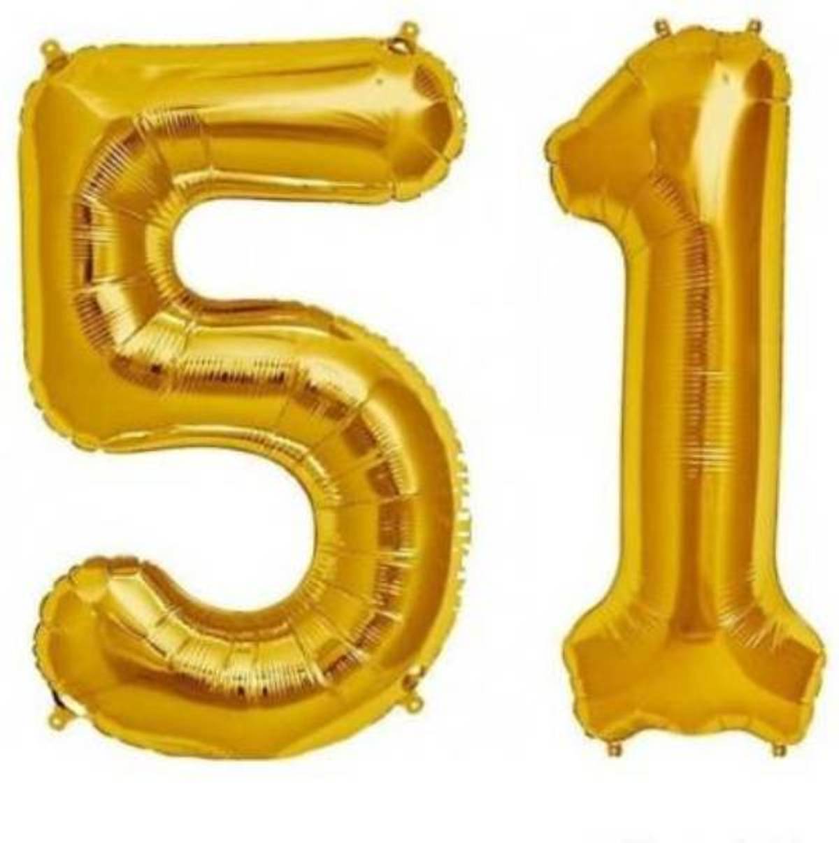 Number 51 Gold Foil Balloon 16 Inches