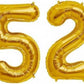 Number 52 Gold Foil Balloon 16 Inches