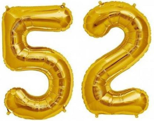 Number 52 Gold Foil Balloon 16 Inches